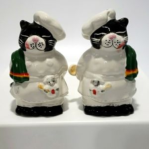 Vintage Fat Cat Chefs Salt and Pepper Shaker Set, Excellent Condition
